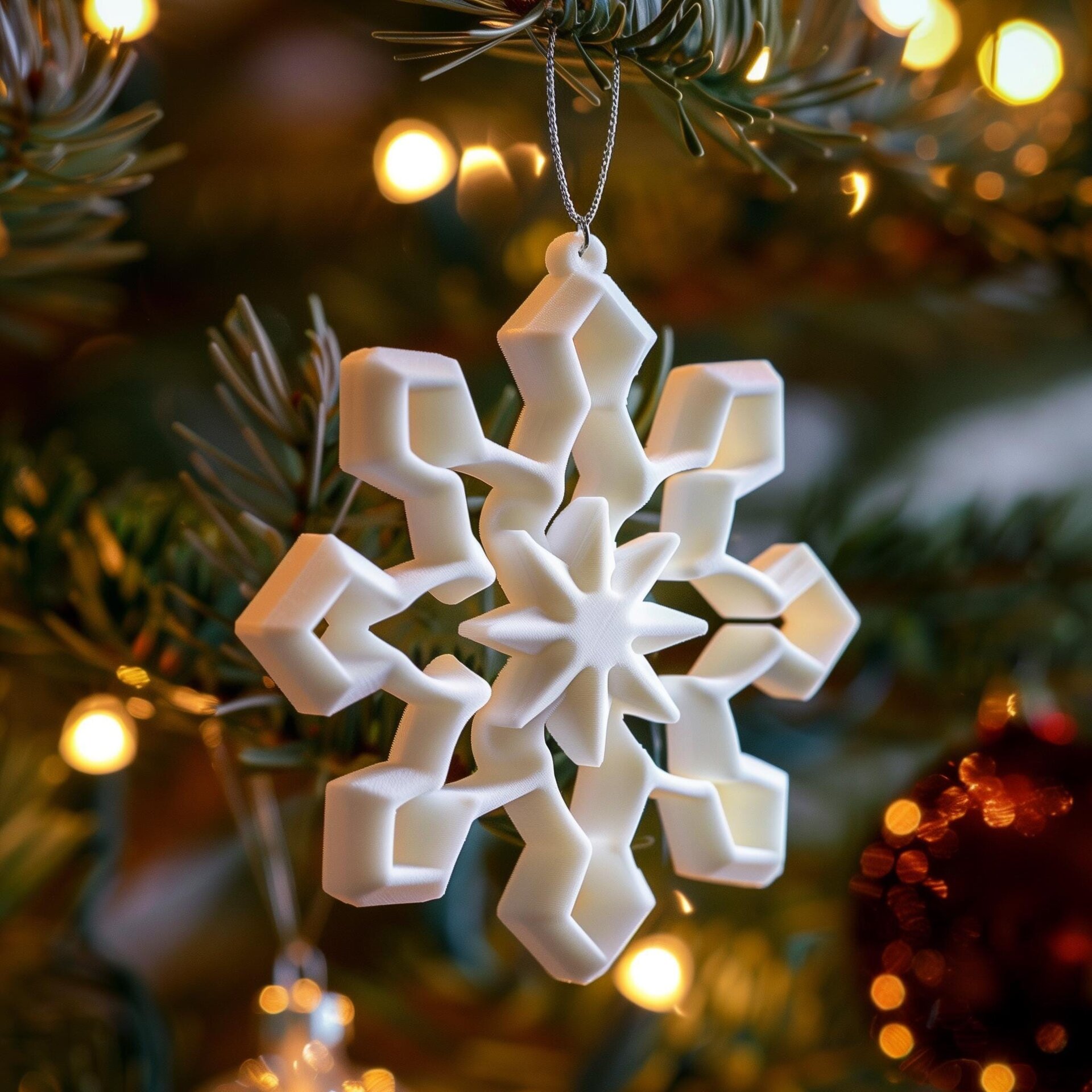 10-Piece 3D Printed Snowflake Ornament Set