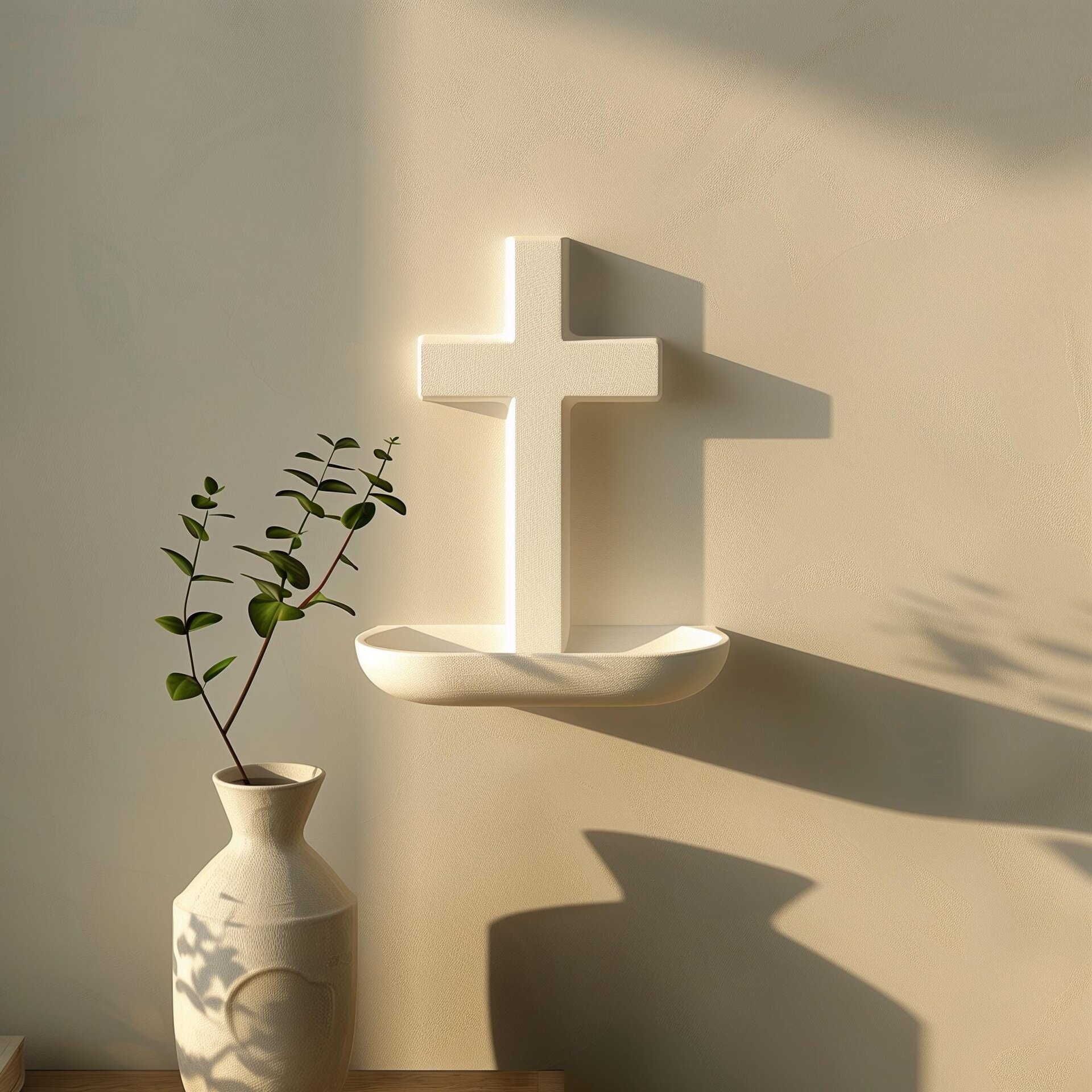 3D Printed Cross Prayer Wall Shelf