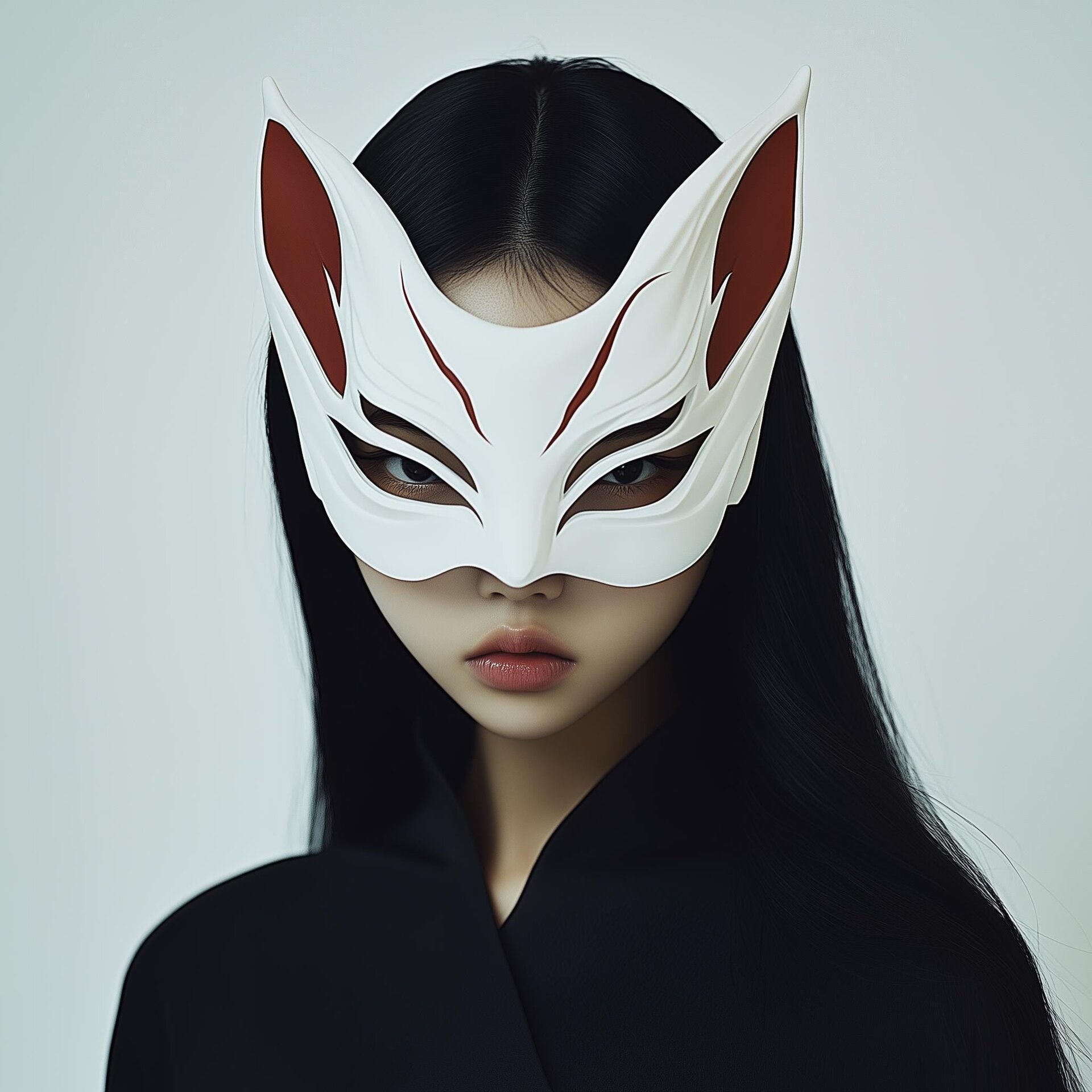 3D Printed Fox Spirit Half Mask | Kitsune Costume Prop
