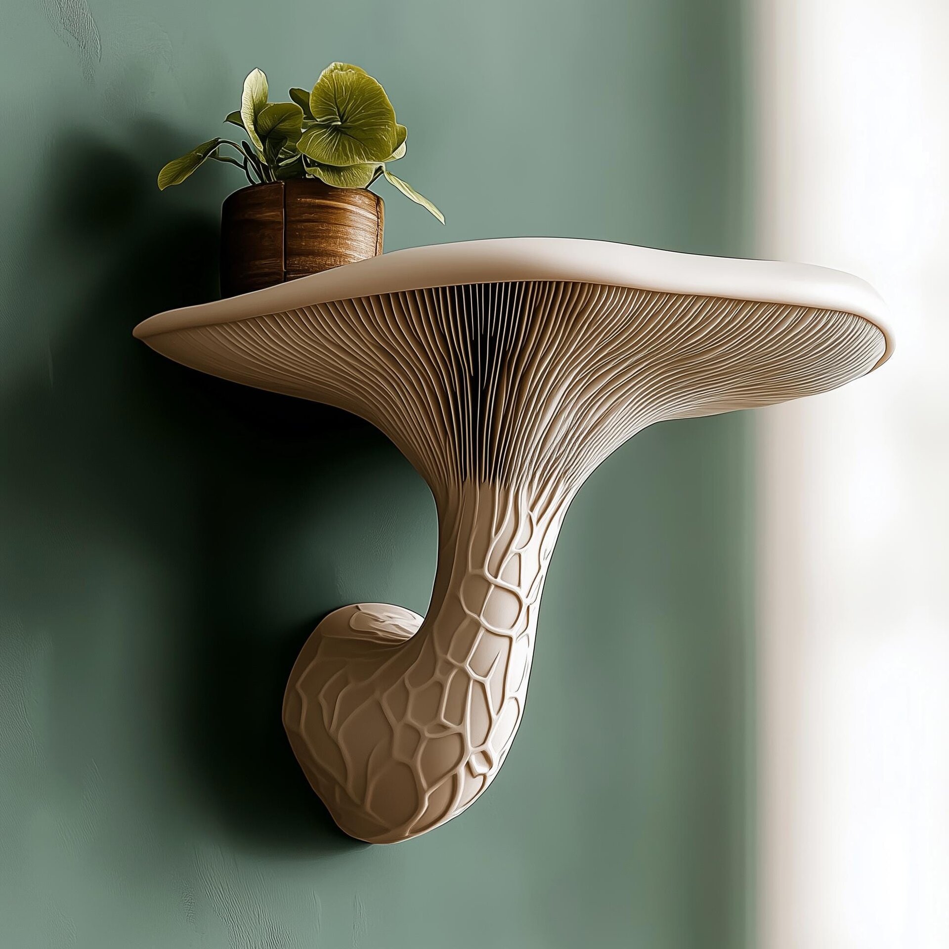 3D Printed Mushroom Wall Shelf | Sculpted-Gill Ledge