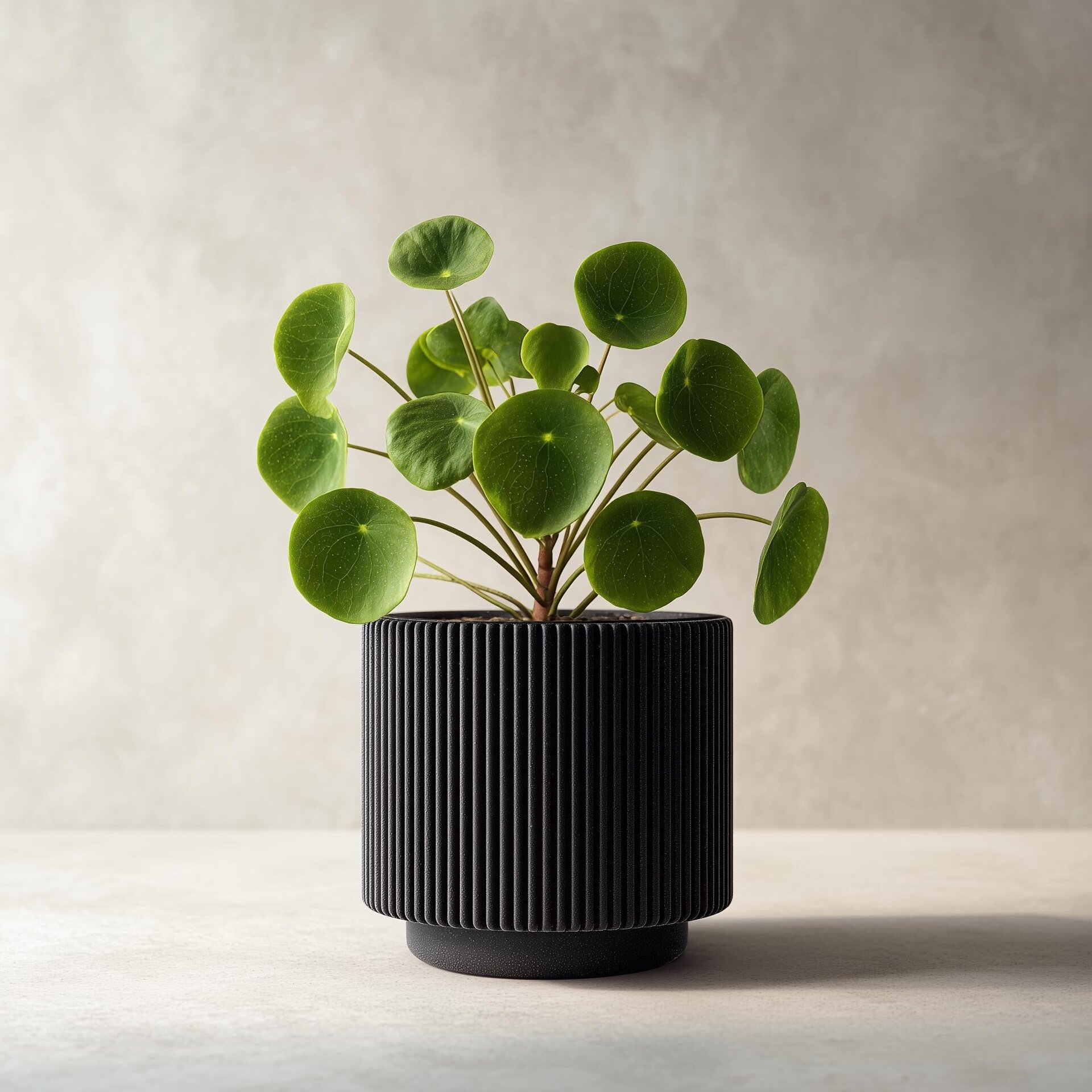 3D Printed Ribbed Black Planter