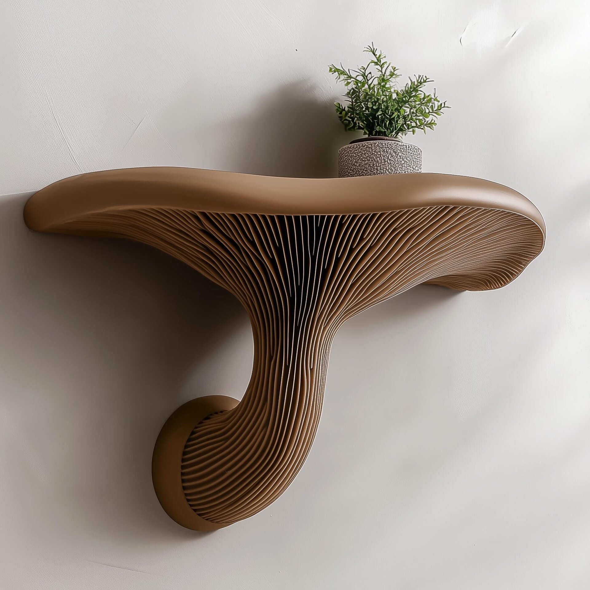 3D Printed Smooth Mushroom Wall Shelf | Compact Ledge