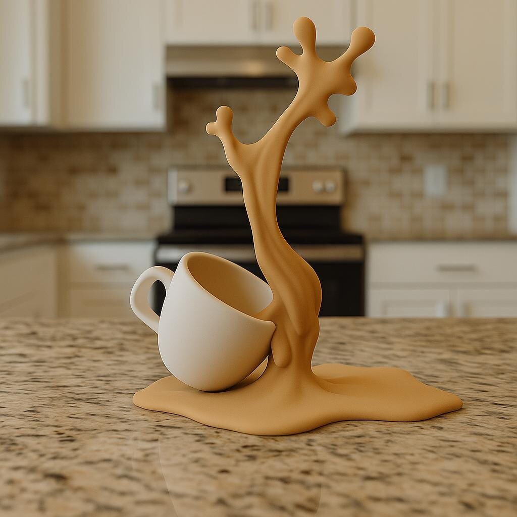3D Printed Spilled Coffee Cup Sculpture