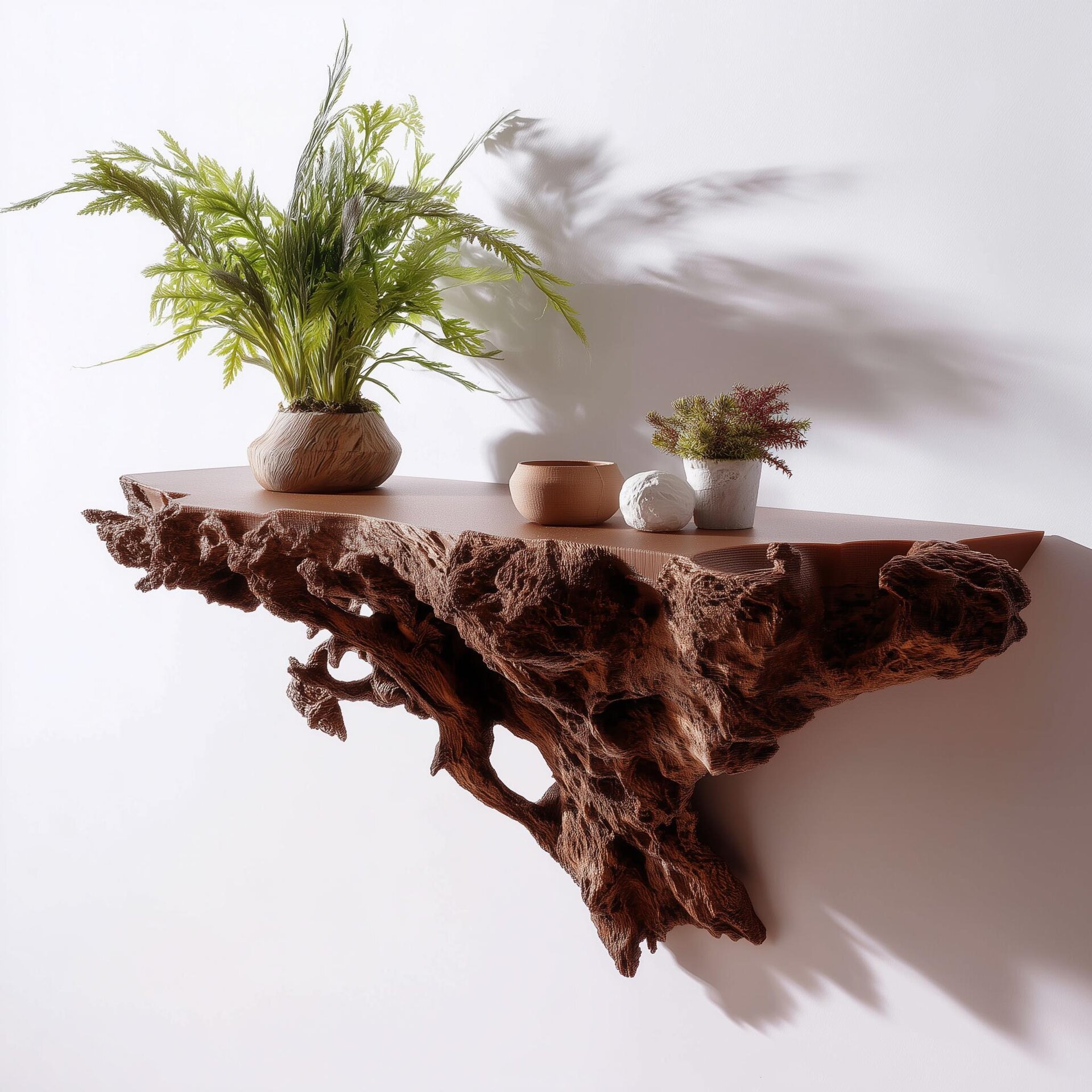 3D Printed Tree Root Shelf | Organic Floating Wall Ledge