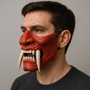 3D Printed Two-Color Oni Half Face Mask
