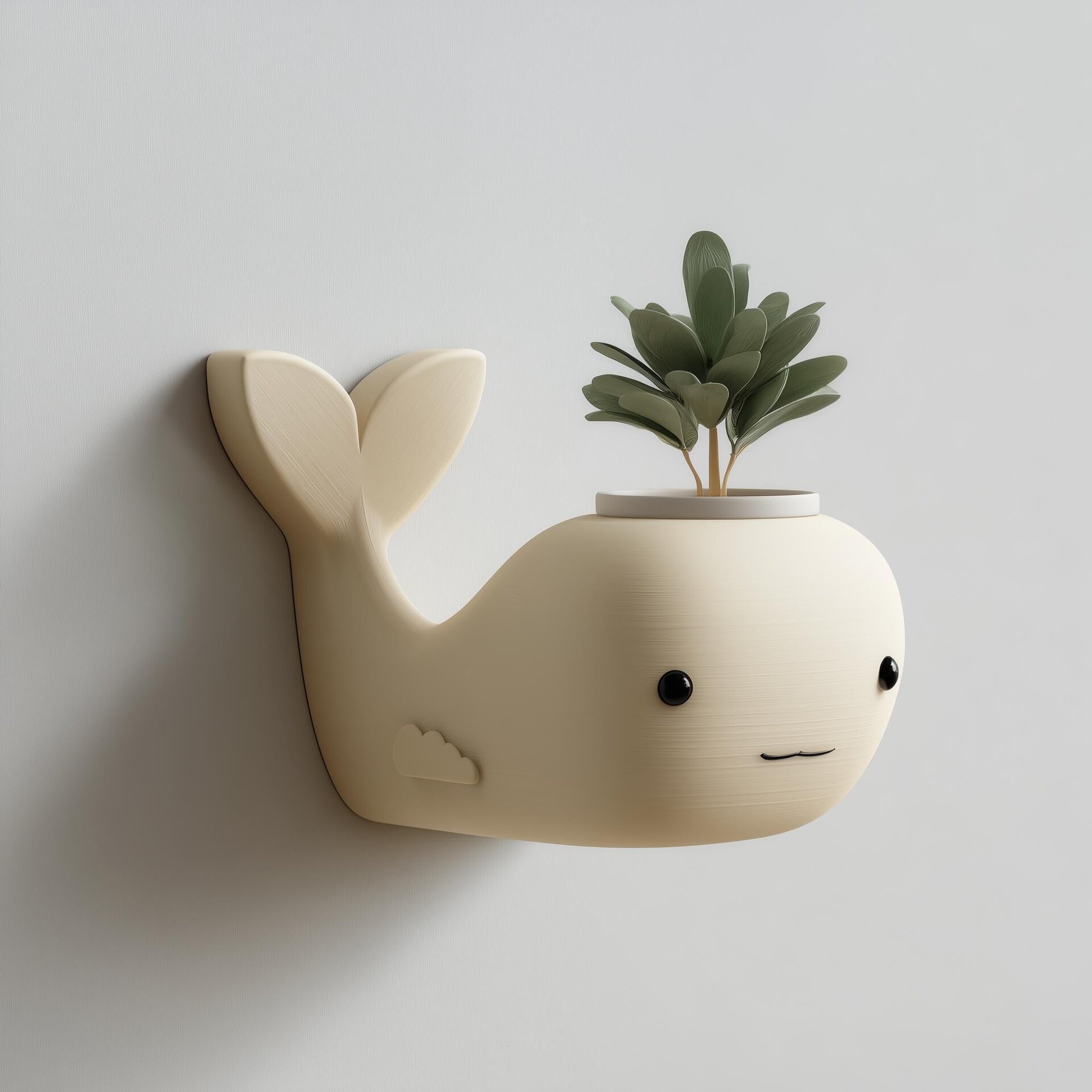 3D Printed Whale Wall Planter