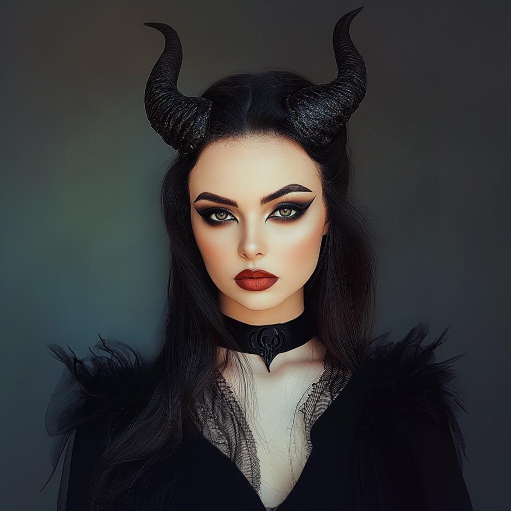 Gothic Black Demon Horns Set | 3D Printed Headband Pair