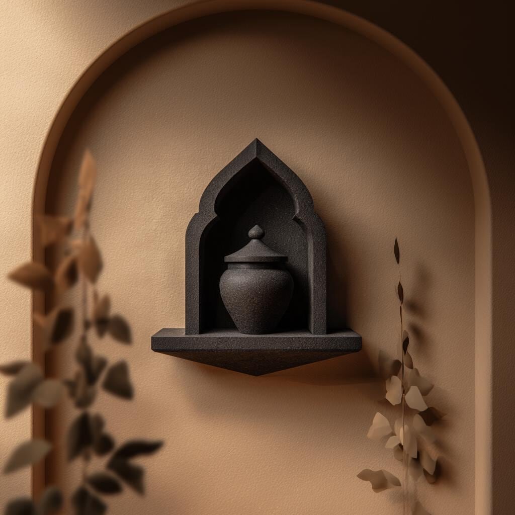 3D Printed Gothic Arch Memorial Wall Shelf with Urn